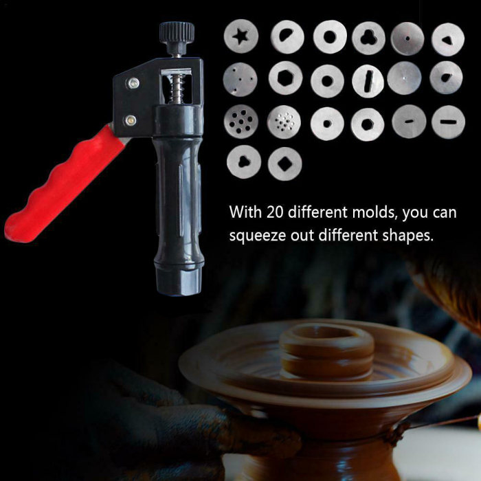 Description Picture 4 of itemClay Extruder Hand-held Soft Clay Mud Squeezer with 20 Different Nozzles Biscuit Cake Decorating Clay Tools PI669