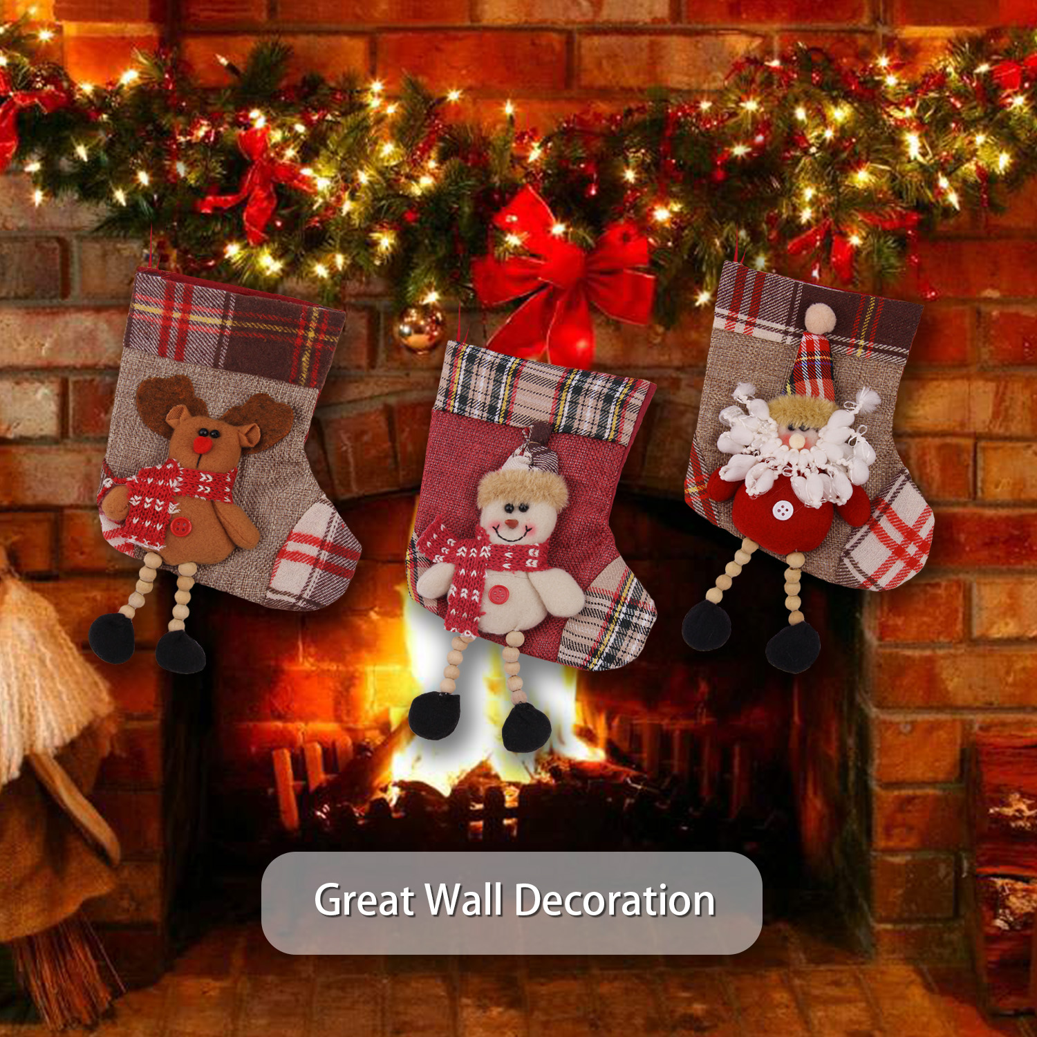 besegad 3pcs christmas stockings santa snowman reindeer xmas