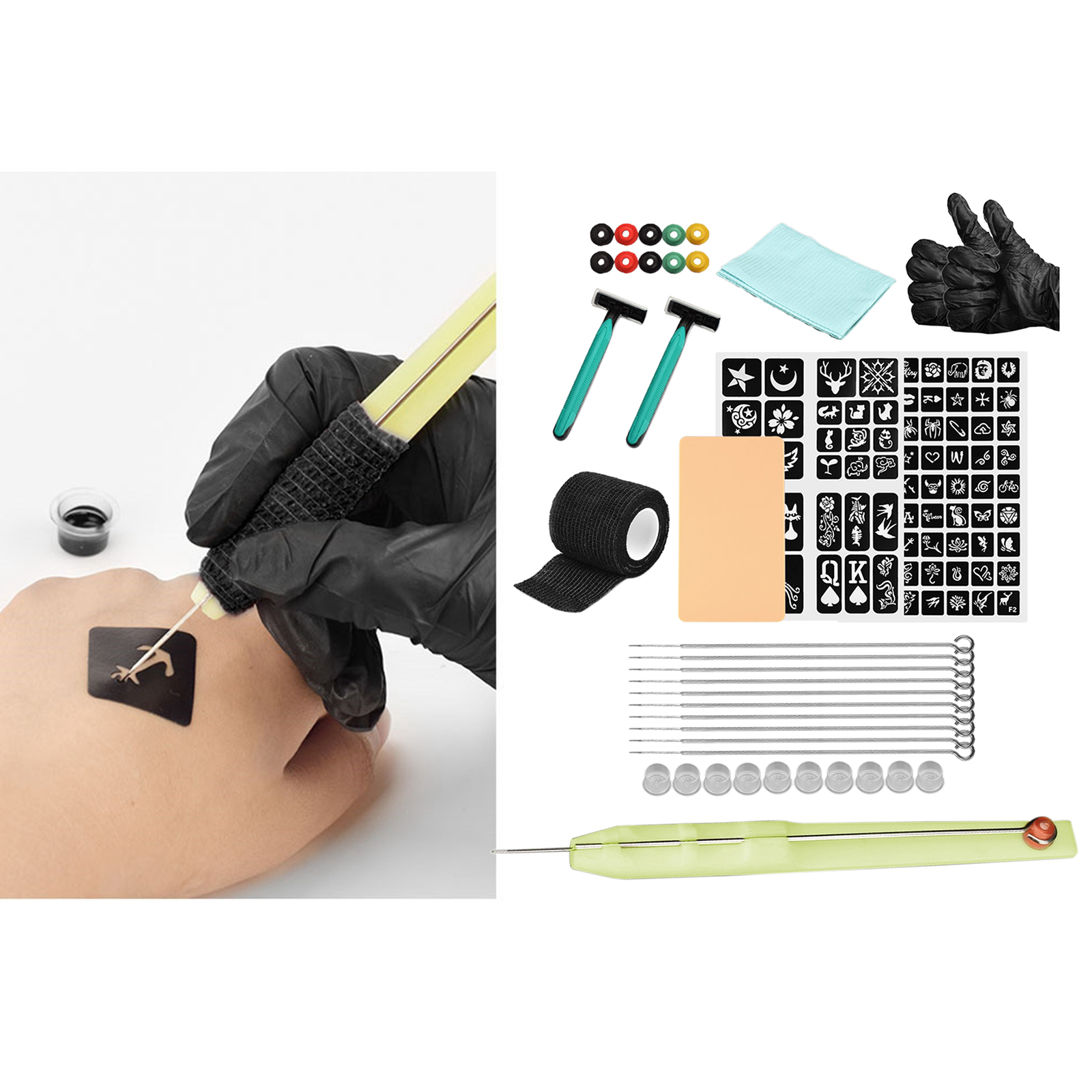 Needles and Poke Tattoo Tool Kit - Clean & Safe Hand Poke Tattoos - DIY Tattoo Tool Kit Easy to Operate