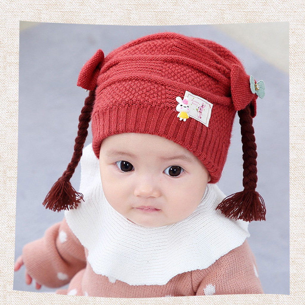 2019 Cute Baby Girls Infant Striped Cap Hospital Newborn Soft Bow Beanie Hat #J