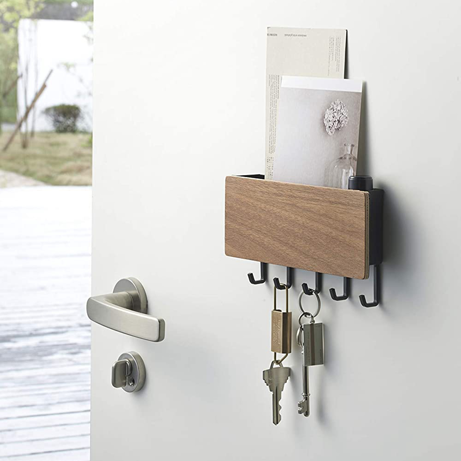 kesoto Creative Wall Mounted Adhesive Shelf Hooks Storage Rack Key Holder Beige