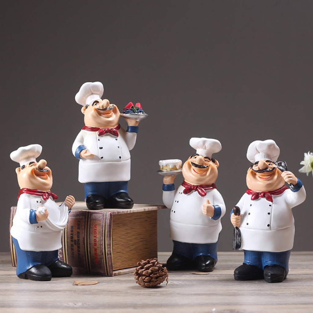 Collectible Chef Figurines Statue Home Kitchen Restaurant Decor Welcome Sign 