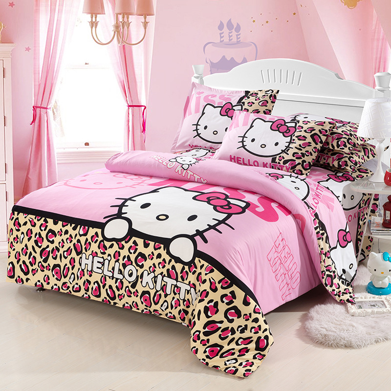 Home Textile Hello Kitty Bedding Set Cotton Bed Linen 3 4pcs