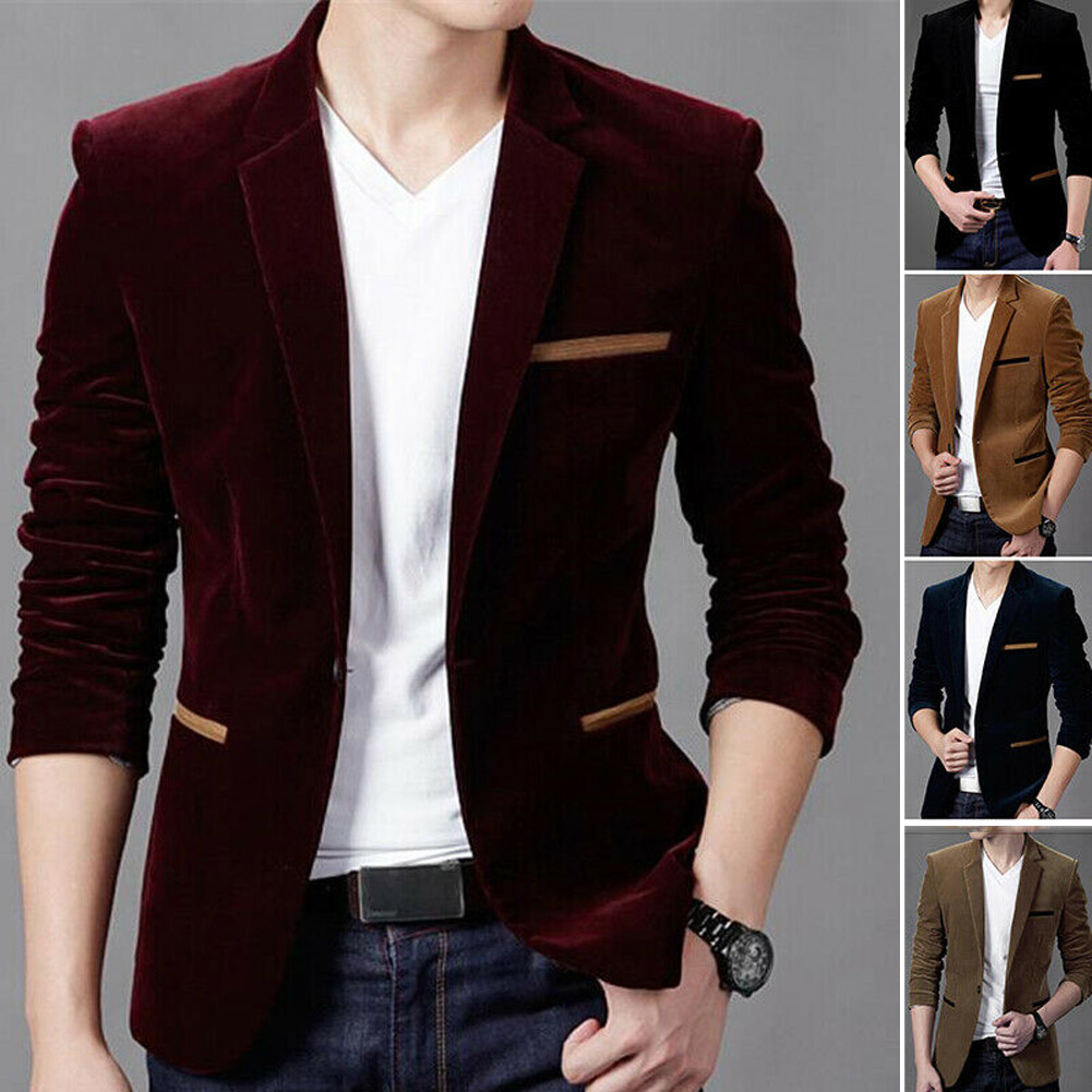 FSSE Men Casual Business Slim Printing 1 Button Blazer Jacket Suit Coat