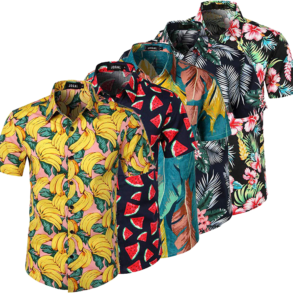 Mens Hawaiian Printed Shirt Mens Summer Beach Short Sleeve Floral Shirts 13,M 
