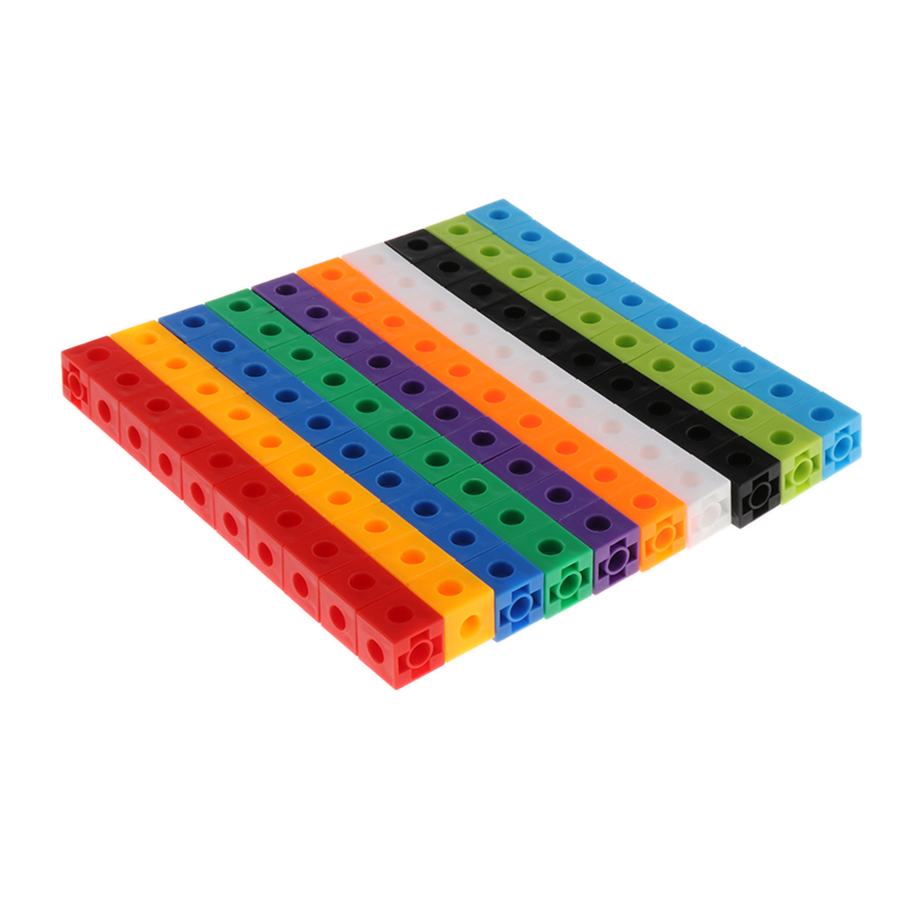 100 1cm Interlocking Linking Snap Cubes Counting Maths Home Schooling Teaching 
