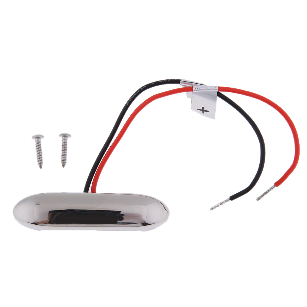 12V Oblong RV Boat Blue LED Yard Step Stair Light Stainless Steel Clear