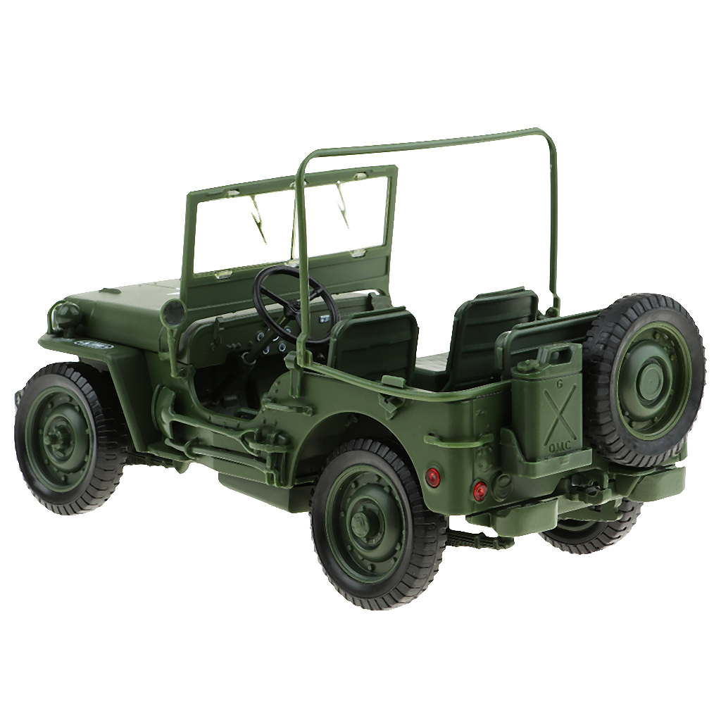 1:24 Willys WW II Jeep Off-road Military Force Army Vehicle Metal Diecast Model 