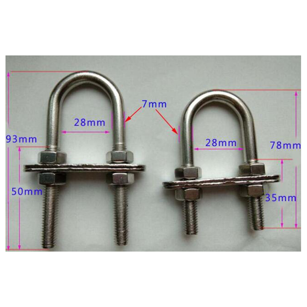 Stainless Steel 316 U Bolt Bow Eye Nuts Washers 7*90mm Boat Tow Trailer