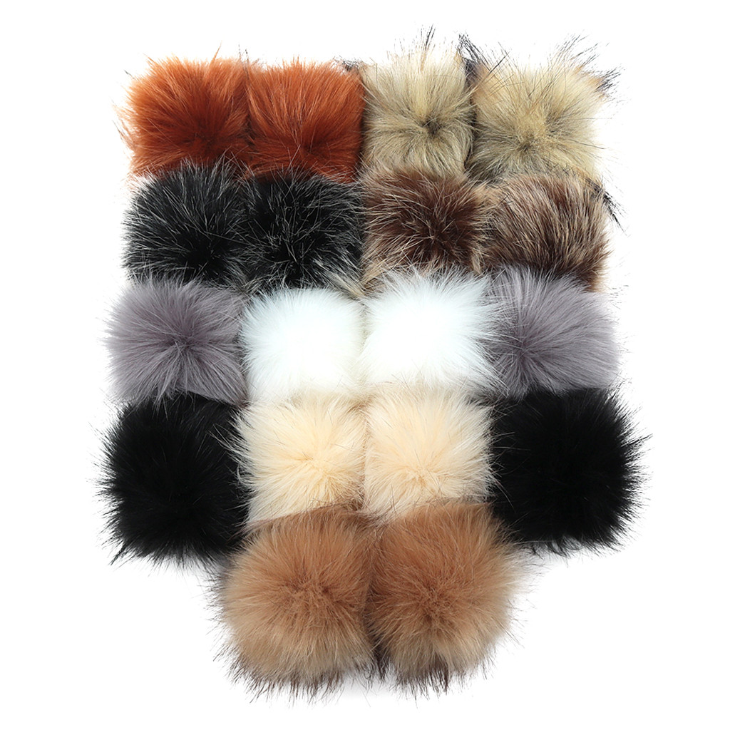 16pcs Faux Fur Pom Pom Mini Hair Bulbs DIY Jewelry Findings Hair Accessories