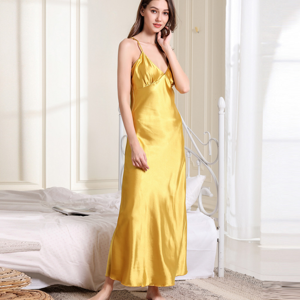 Hot Satin Silk Women Sleepwear Nightdress Lingerie Night Dress Loose