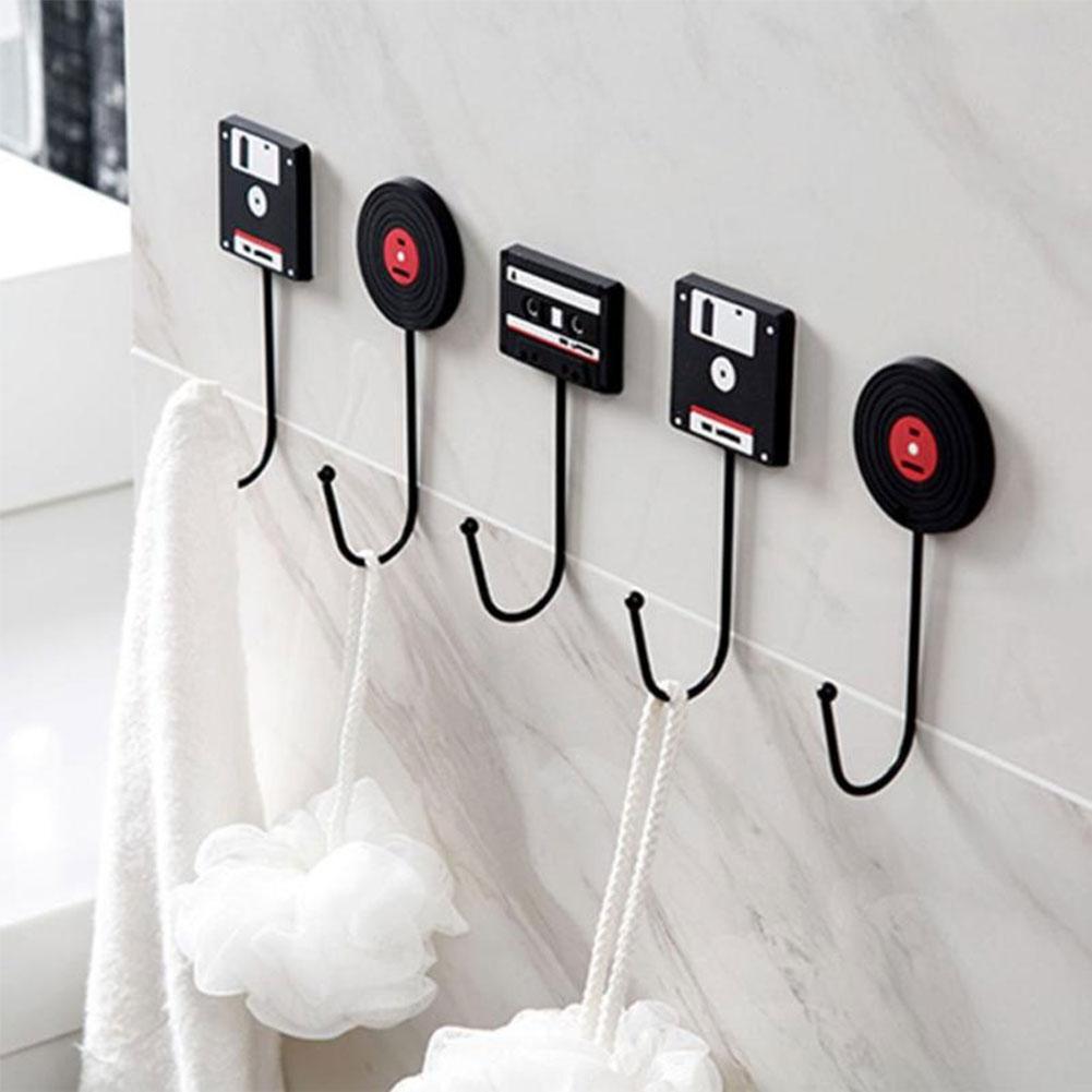 Description Picture 2 of item1PC Clothes coat hanger organizer Retro Tape Vinyl Record Hard Disk Wall Hook Clothes Hat Bags Home Door Cabide Storage Hangers
