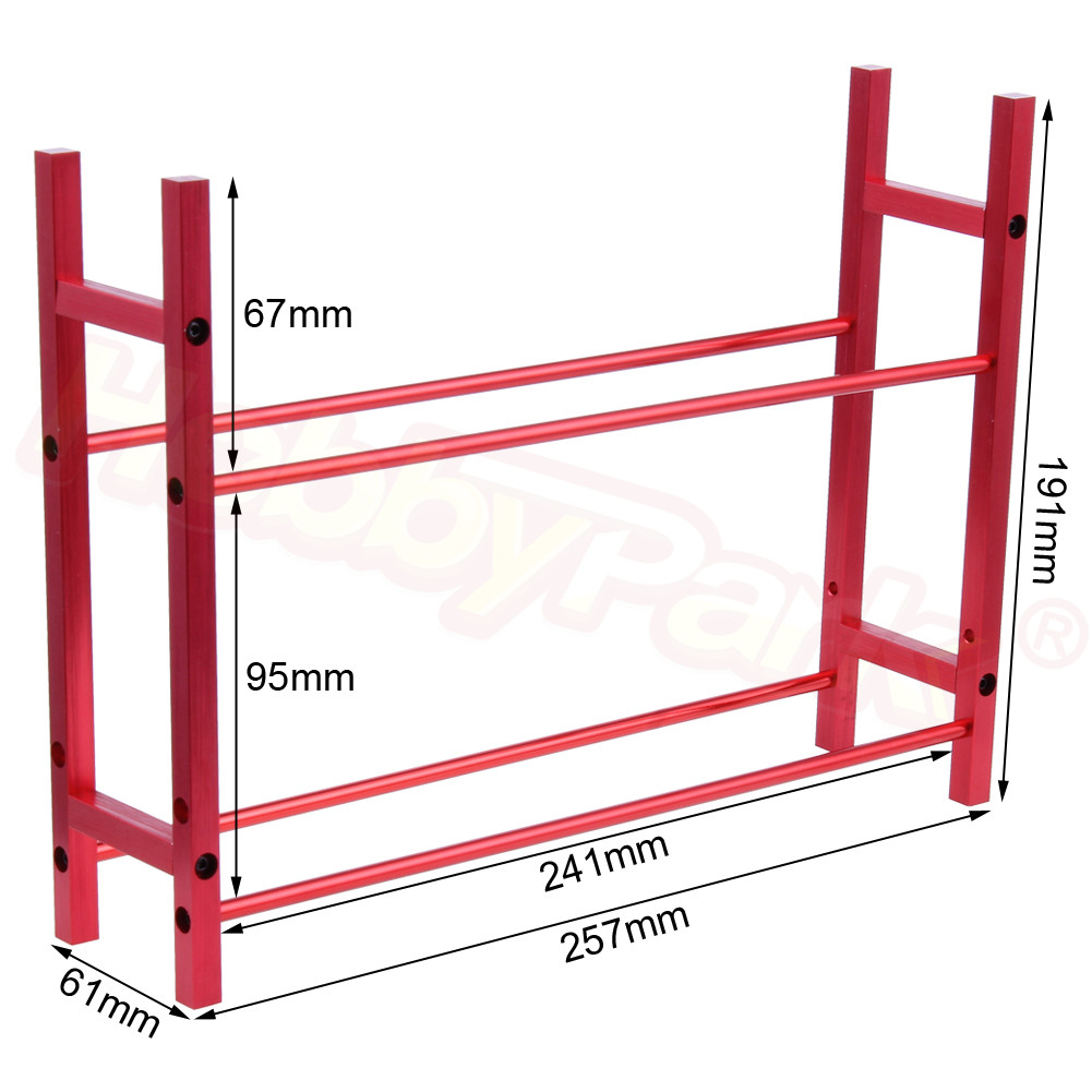 Unassembled Hobbypark 257x61x191mm Aluminum RC Tires Rack Storage Unit Organizer Red for 1/18 1/16 1/12 1/10 Scale RC Wheels Rock Crawler On Road Drift Off Road Buggy