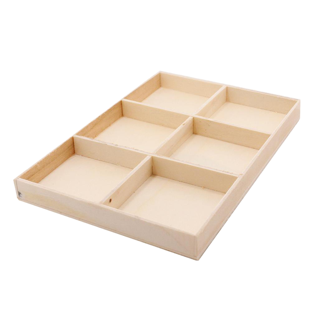 6//9 Compartment Organizer Storage Wooden Tray Unpaited Storage Box Containers