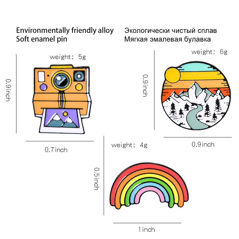 Description Picture 2 of itemPins rainbow camera snow mountain brooch student cartoon cute pin accessories bag decoration badge