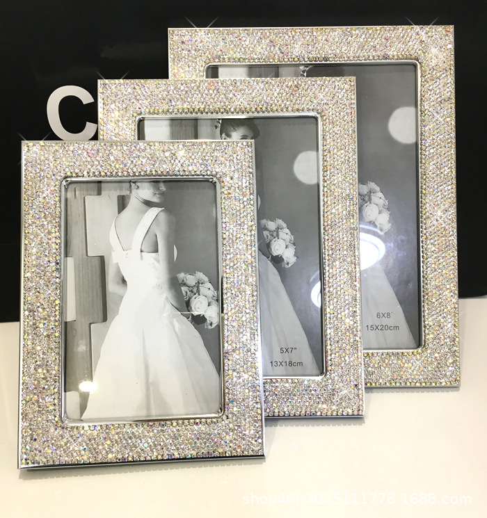 Details about   Stunning Silver Glitter Sparkle Crystal Square 6x8 Photo Frame Wedding Couple 