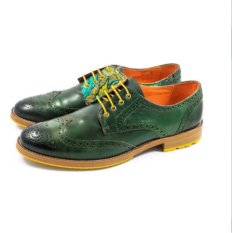 green brogues mens