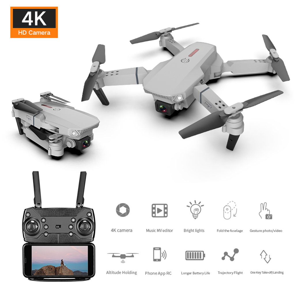 Drones E88 Pro 4K con c/ámara Dual para Adultos posicionamiento Visual de Drones Plegables WiFi FPV ni/ños y Principiantes cuadric/óptero RC de preservaci/ón de Altura Retorno autom/ático