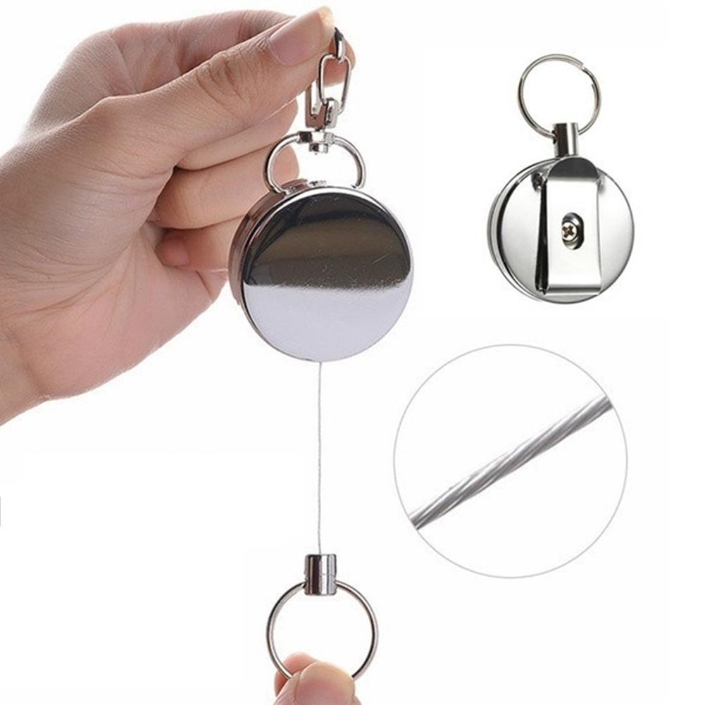 XGao Locking Retractable Keychain Heavy Duty Key Ring Self Retracting Alloy Badge Holder Reel with Belt Clip Key Chain Holder Steel Wire Cord 