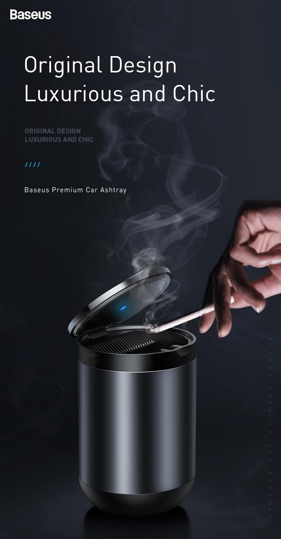 Yisily 1PC Smokeless LED Car Ashtray Desktop Smoking Ash Tray Easy for Home Office