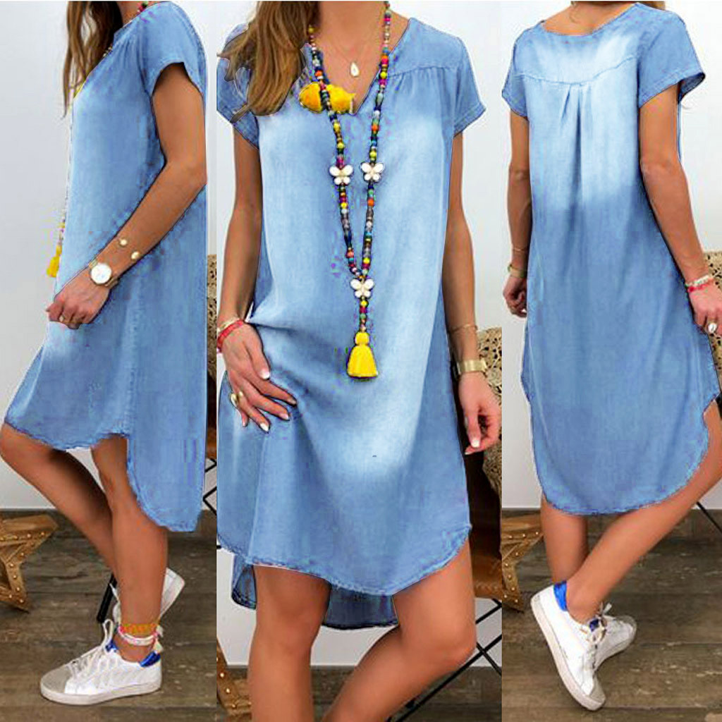 DIOMOR Plus Size Womens Summer Casual Sleeveless Lapel Denim Dress with Pockets V Neck Mini Jeans Tunic Corset Dresses