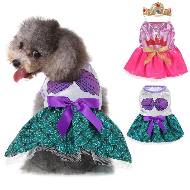 Fur Baby Pet Birthday Mermaid Purple Dog Tutu: Cute Dog Clothes Fluffy Princess Dog Skirt Pet Gift Dog Halloween Costume
