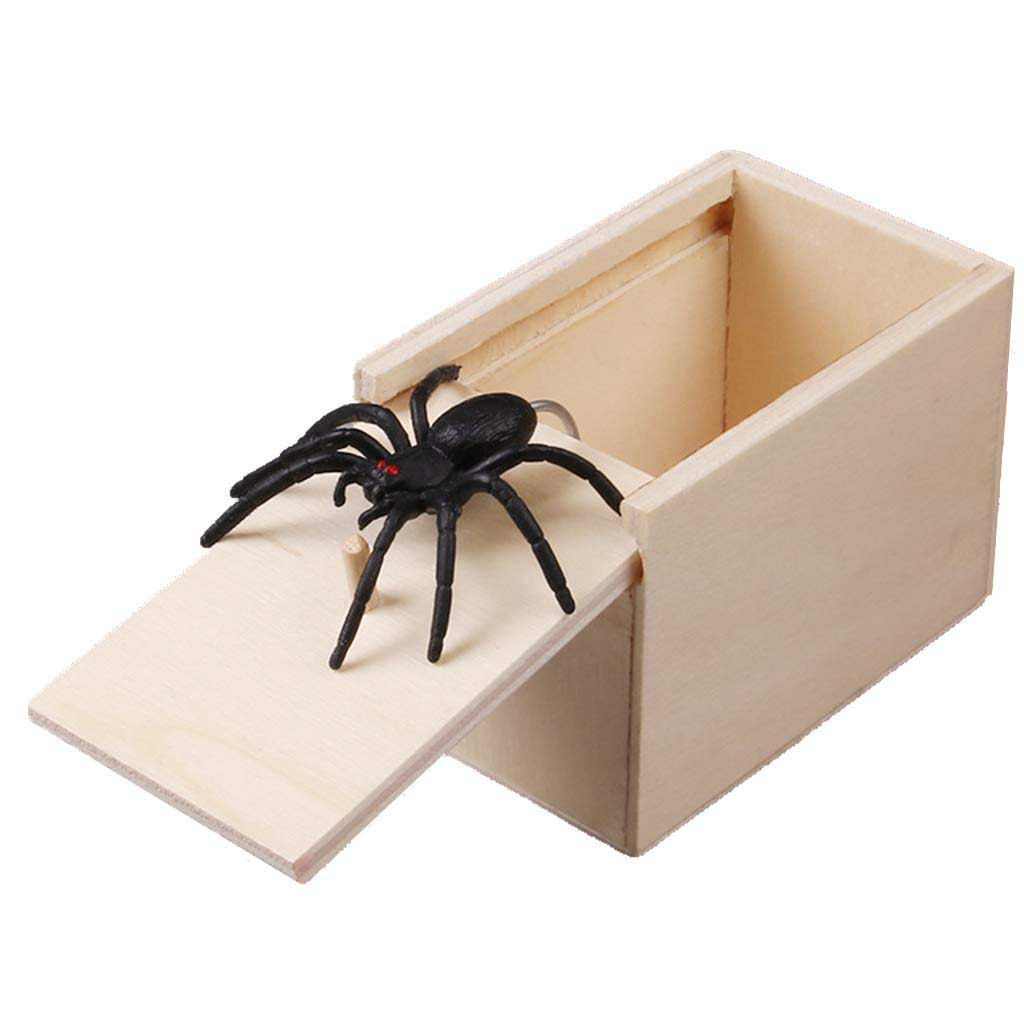 Prank Toys Play Gift Funny Wooden Scare Box Scary Spider 2019 Hot sale