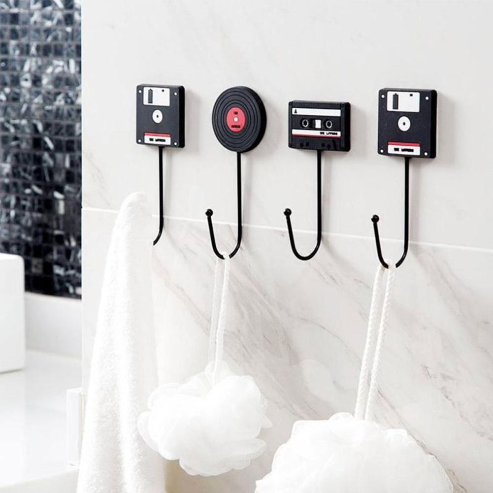 Description Picture 4 of item1PC Clothes coat hanger organizer Retro Tape Vinyl Record Hard Disk Wall Hook Clothes Hat Bags Home Door Cabide Storage Hangers
