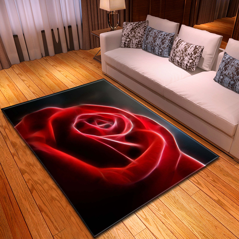ALAZA Red Rose Flower Valentine's Day Black Collection Area Mat Rug Rugs for Living Room Bedroom Kitchen 2' x 6' 