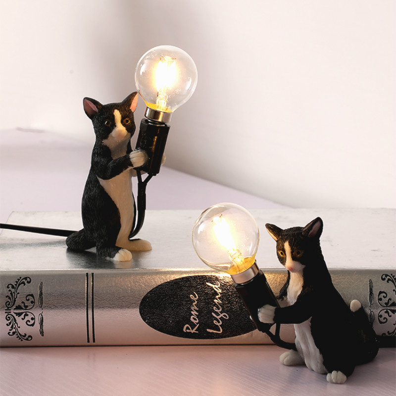 SELETTI Modern Resin Animal Cat Table Lamp Small Mini LED Table Lamps