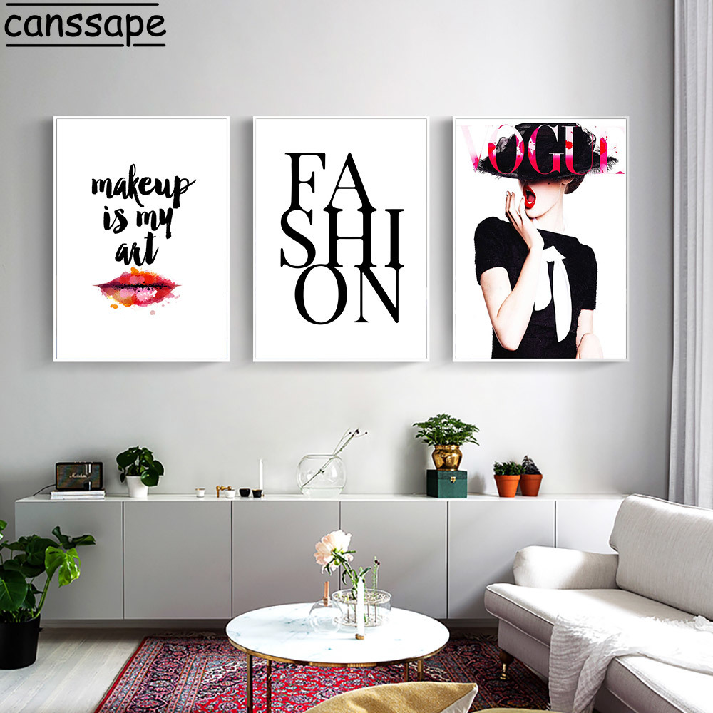 Póster Vogue con estampado de lona para mujer, lienzo de impresión