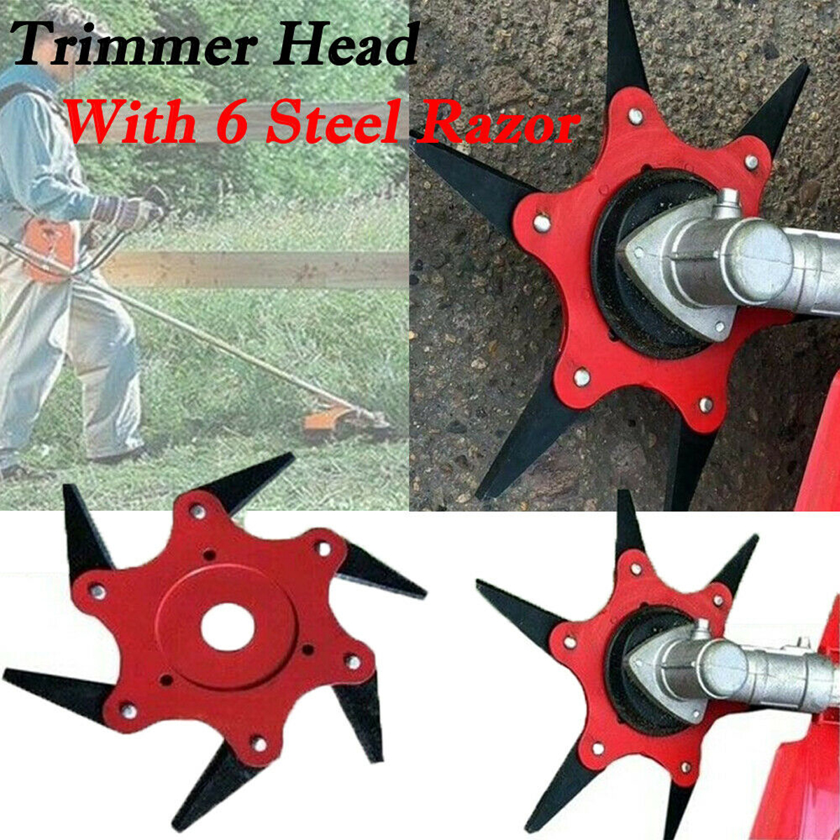 trimmer head lawn mower 6 steel blades razors 65mn lawn grass