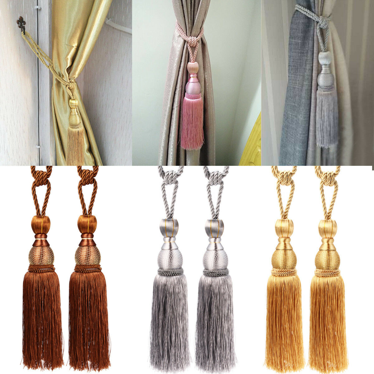 1pc European Curtain Tie Backs Holdback Tassel Rope Window Drapery
