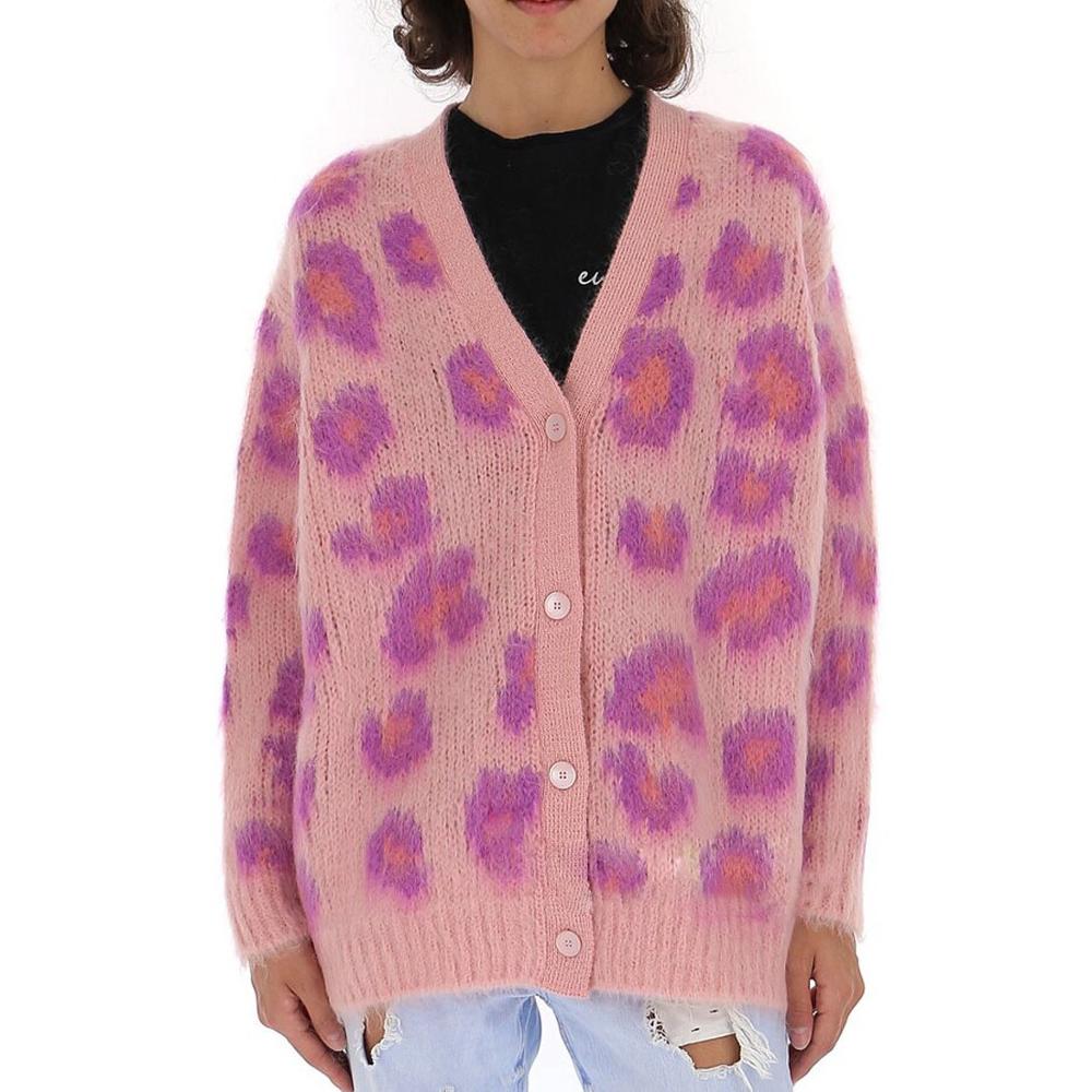 Women Oversized Mohair Cardigan 2019 Lazy Wind Pink Leopard Knit Long  Sweater Warm Oversized Sweater Cardigan Loose Outwear Top