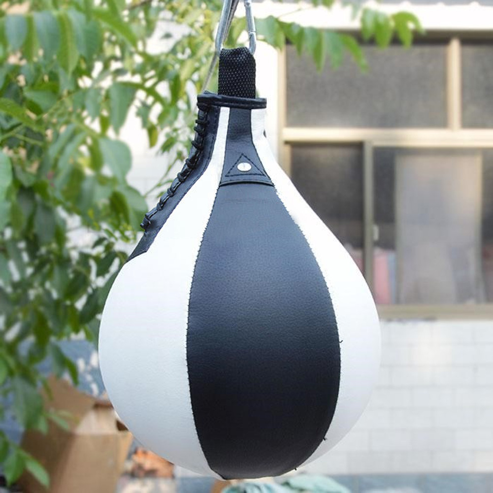 Black+White SKYHY224 Boxing Ball PU Durable Hanging Punch Elastic Strap Speed Exercise Professional Anti-wear Anti-Explosion Reaction Training Sports Supplies 