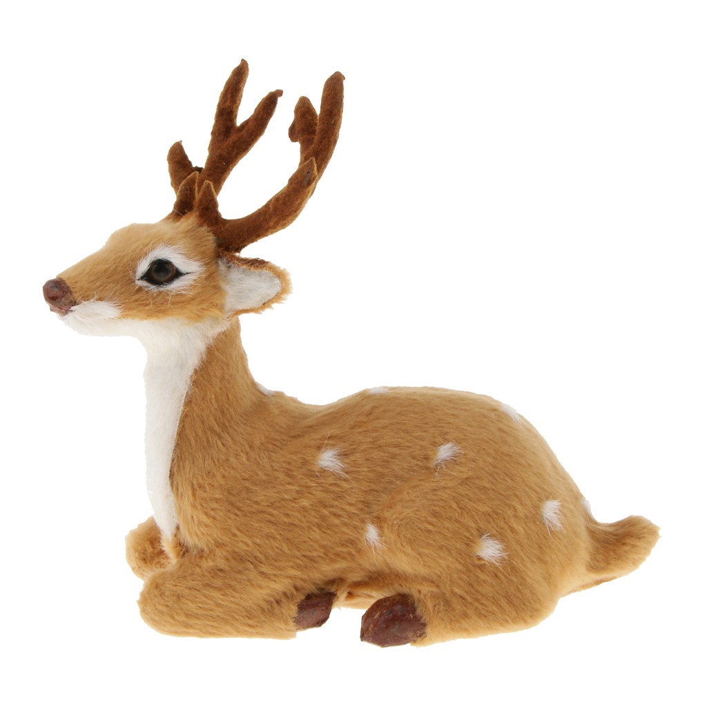 Simulation Lying Sika Deer Reindeer Elk Animal Model Figurine Home Decoration Arts and Crafts