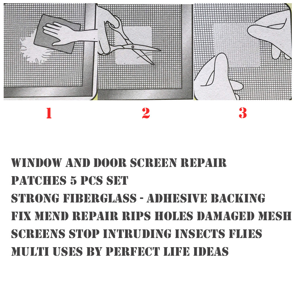 Description Picture 4 of item5PCS Window and Door Screen Repair Patch Adhesive Repair Kit Home Textile hor reparatie tape заплатка на москитную сетку