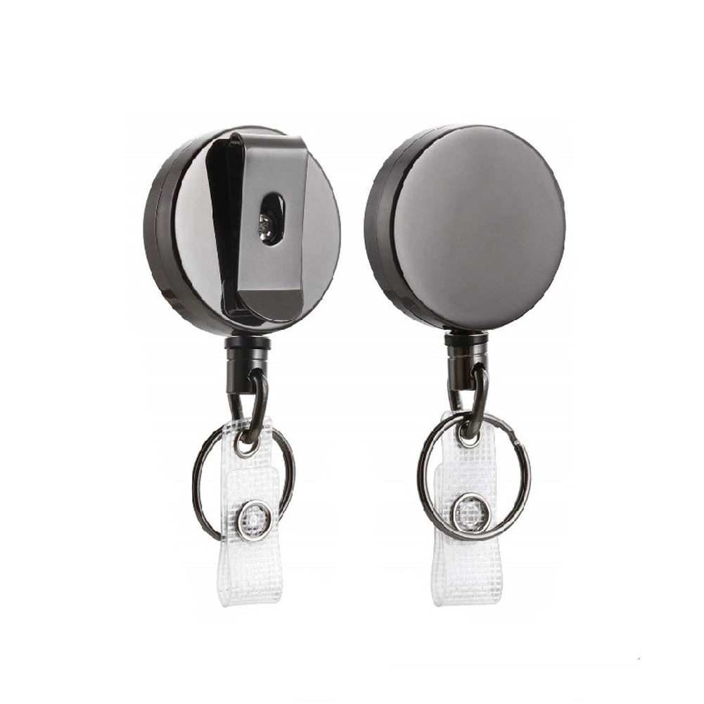 2pcs keychain recoil pull key ring metal heavy duty belt name