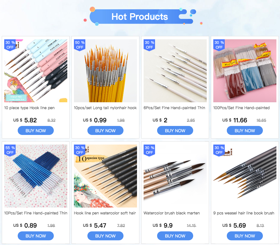 10Pcs/Set Fine Hand-painted Thin Hook Line Pen Drawing Art Pen #0 #00 #000  Paint Brush Art Supplies Nylon Brush Painting Pen