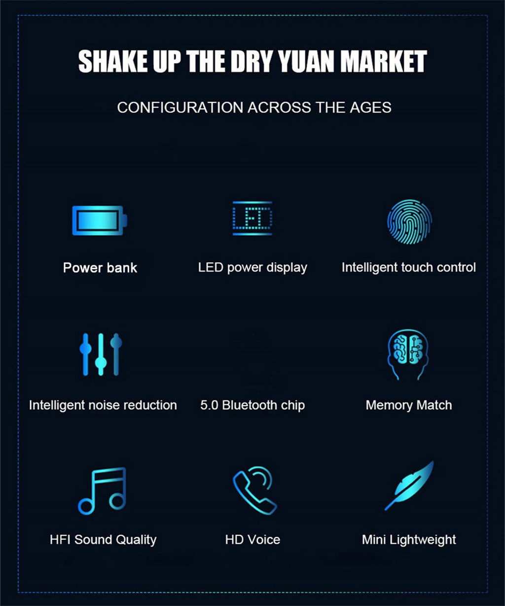 50# Wireless Bluetooth Earphone 5.0 F9 TWS Wireless earphones with