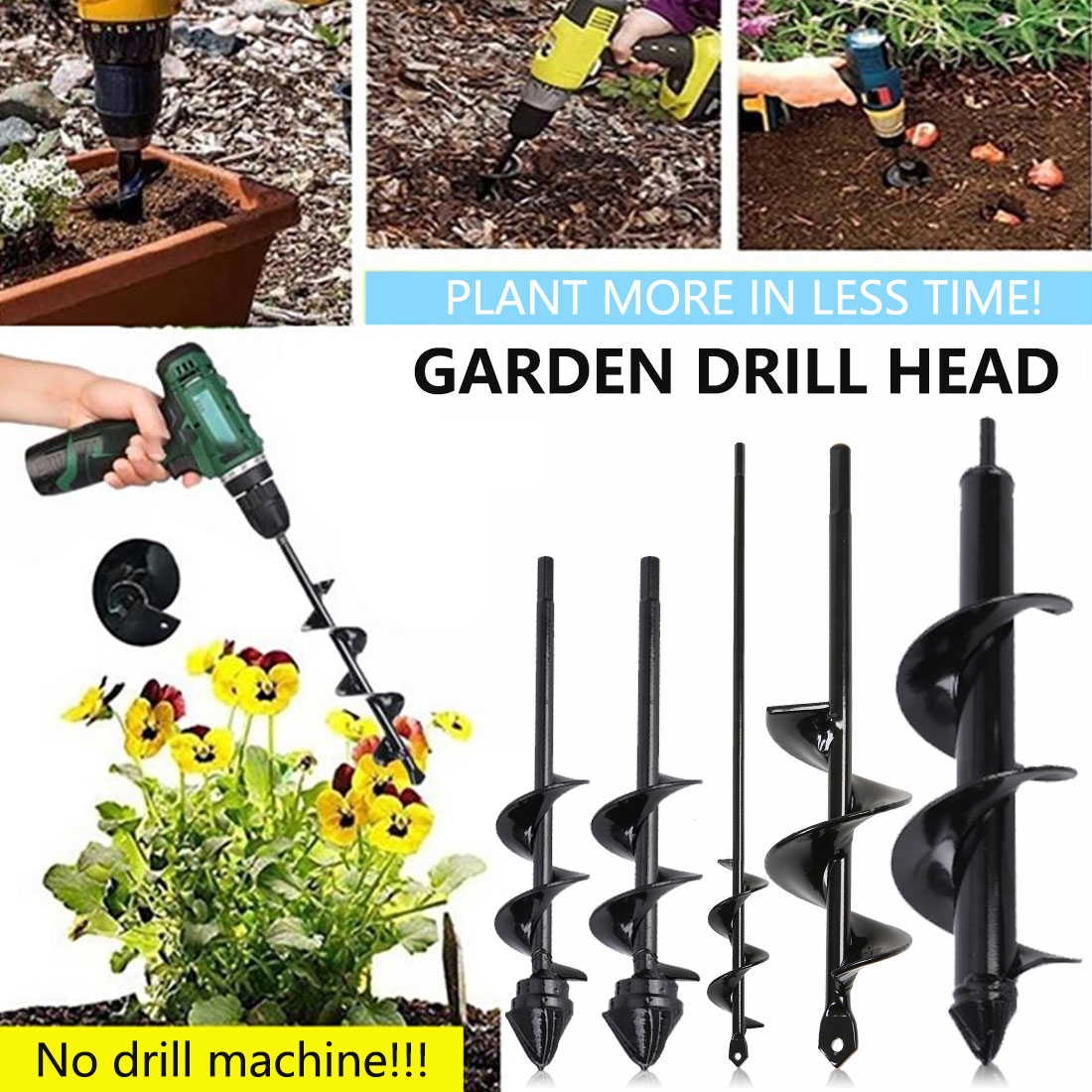 Plant Pro Spiral Planting & Grass Auger Spiral Drill Bit Digger Loose Soil Tool