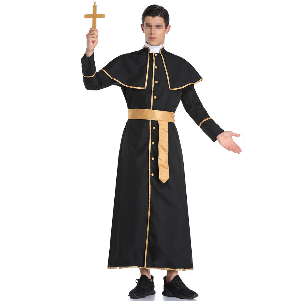 ADULT MENS PRIEST VICAR FANCY DRESS COSTUME 