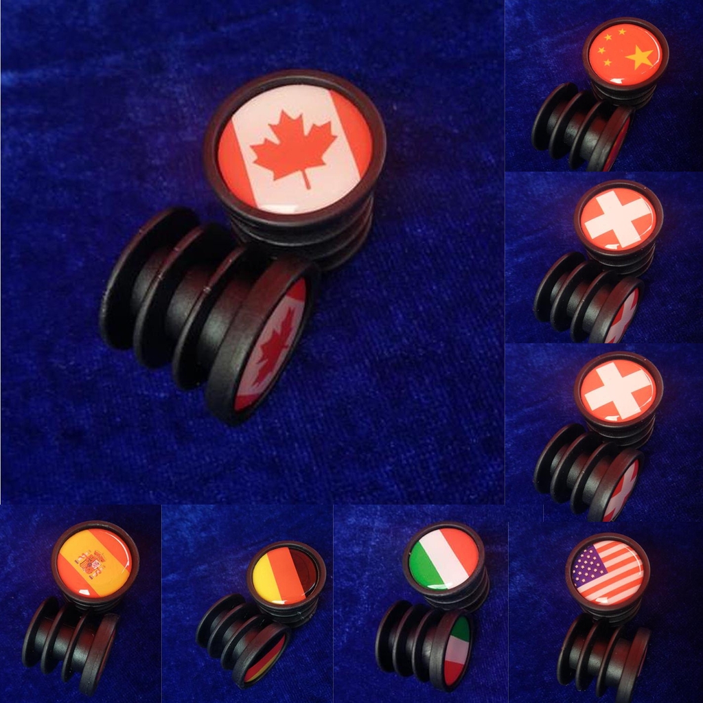 Description Picture 2 of item1 Pair Bicycle National Flag Handlebar End Plugs For MTB Mountain Road Bike Bicycle Grips Parts - 22mm Dia