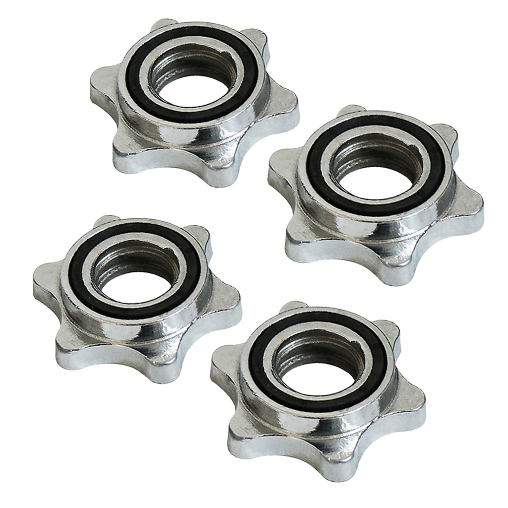 4 Pcs Red Dumbbell Hex Nuts Barbell Screw Clamps Dumbbell Rod Nut Spin-Lock Collars for Barbells Bars Sports Training