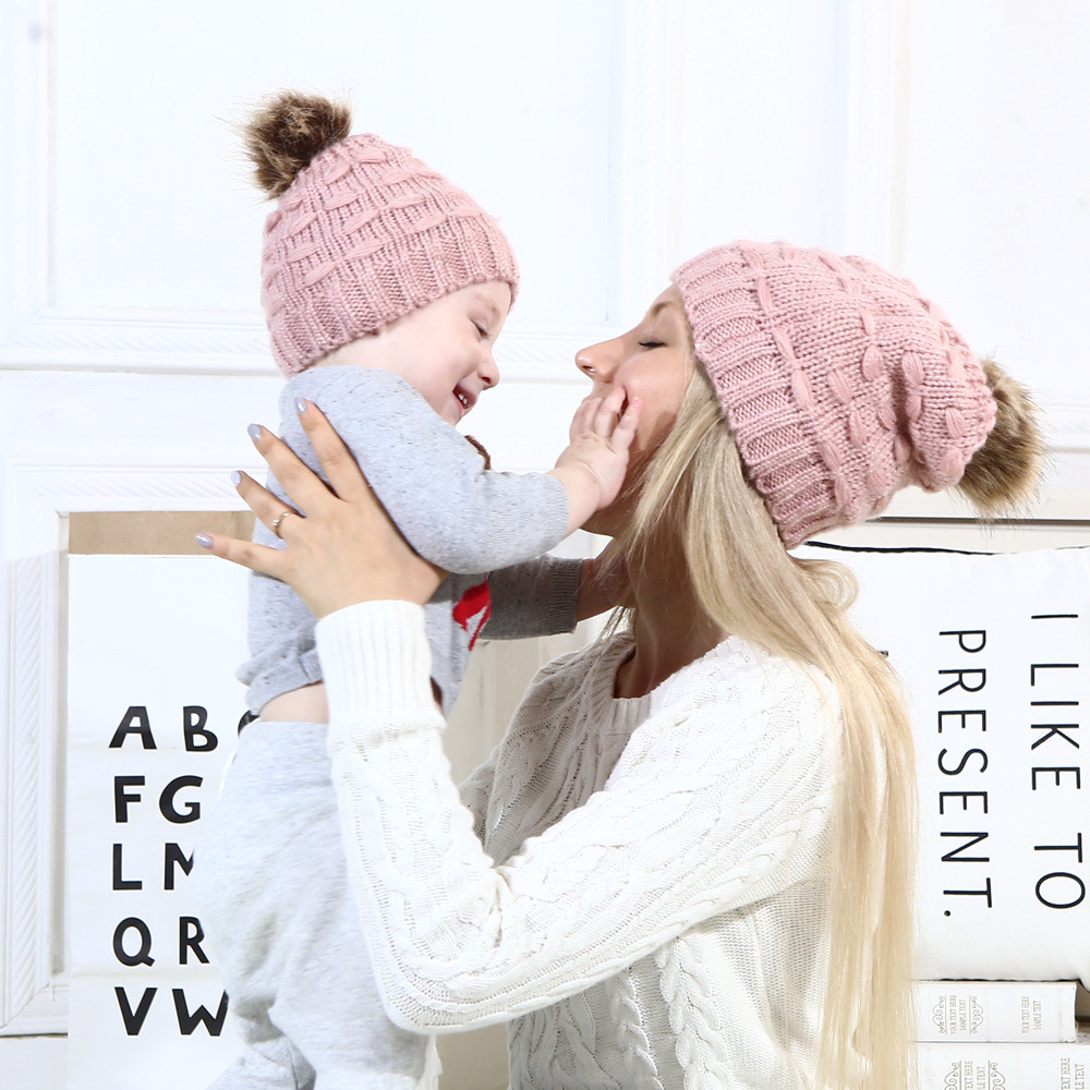 2019 new casual mom baby beanie hat cap knitted wool hat newborn