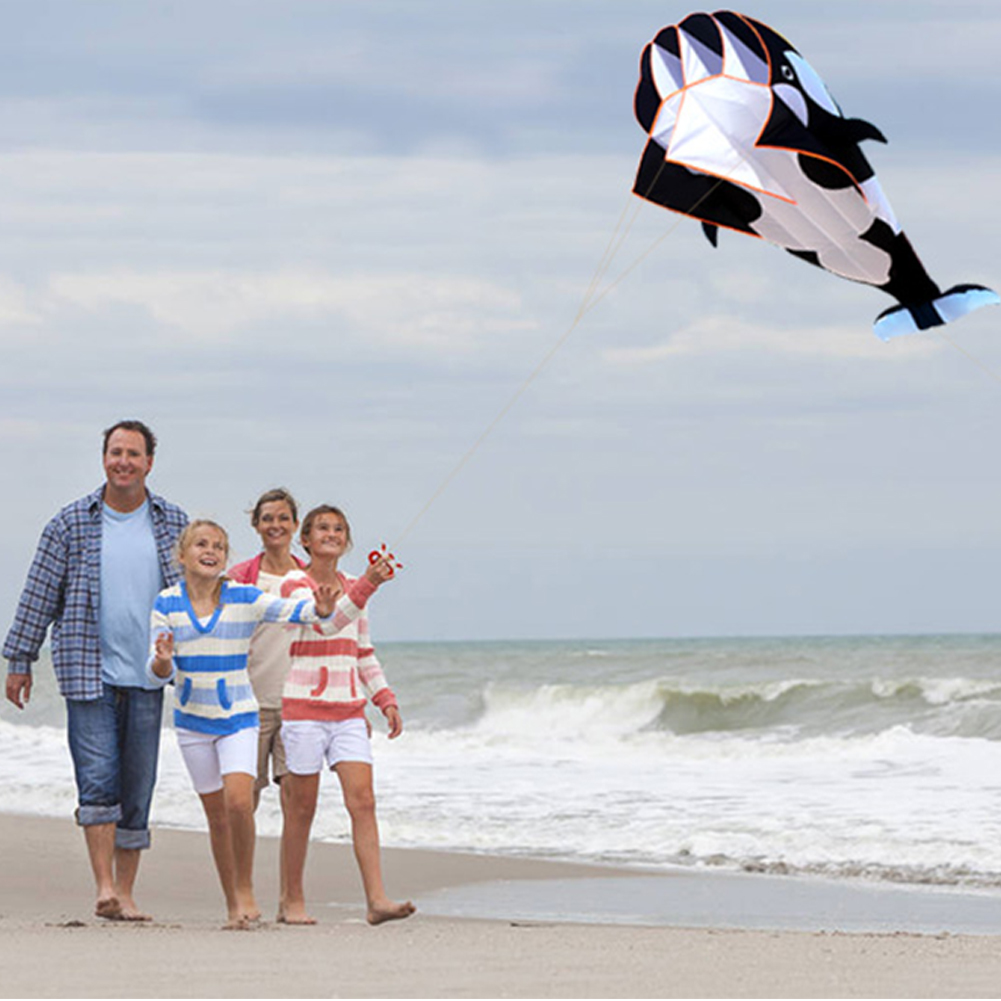 60In New High Quality Dolphin Kite With Handle And Line Good Flying So cute BULE 