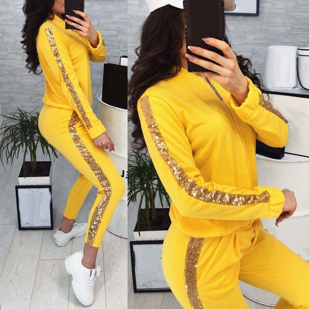 yellow jogger suit
