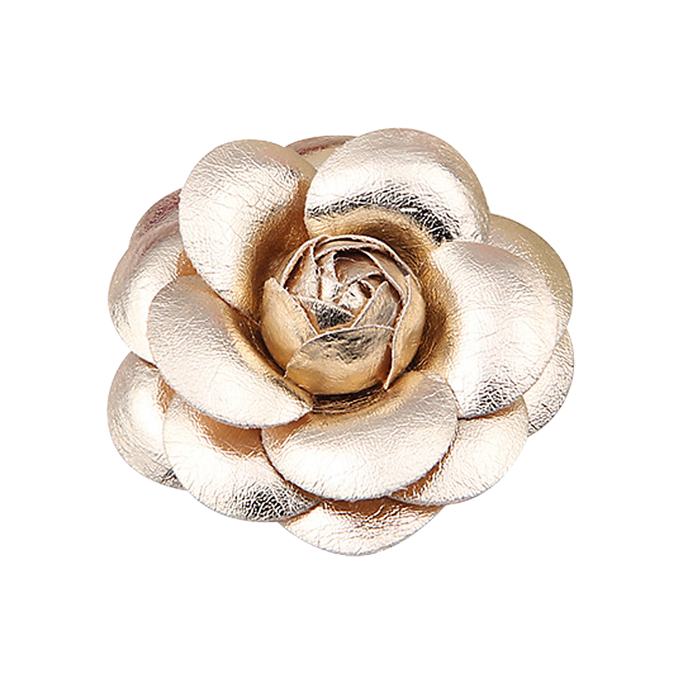 Broche de la flor de la camelia 2.4 bolso de cuero del arco floral PIN para mujeres se visten de la bufanda Broche de joyería accesorios de regalo negro Blanco 1 PCS