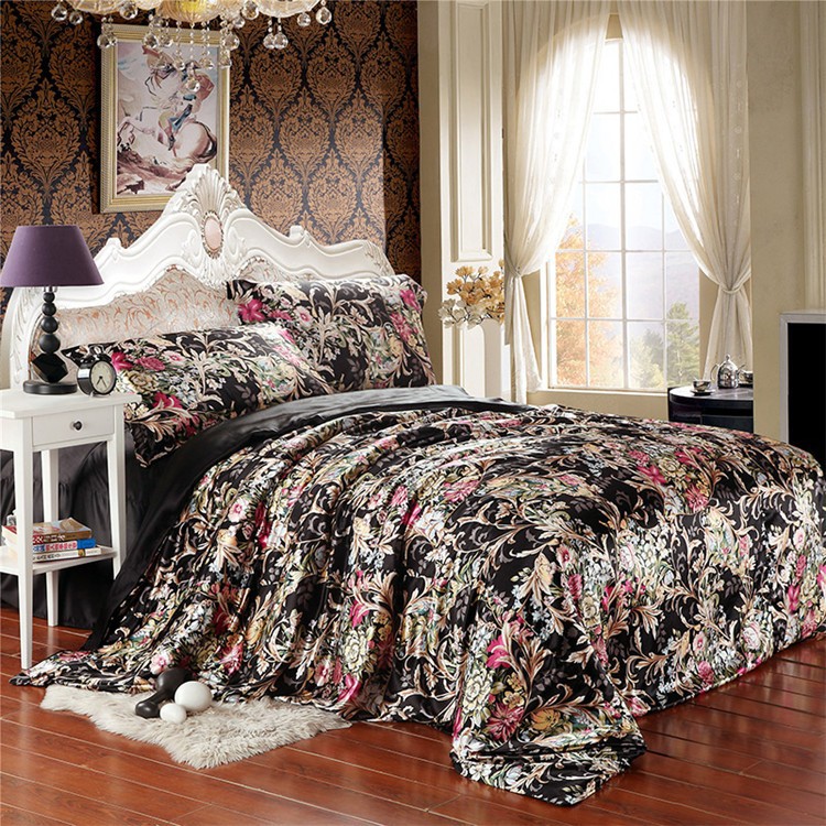 Wholesale Twin/Full/Queen/King Silk Bedding Comforter/Quilt/Duvet Cover Sets,Wine RedGold,Silver