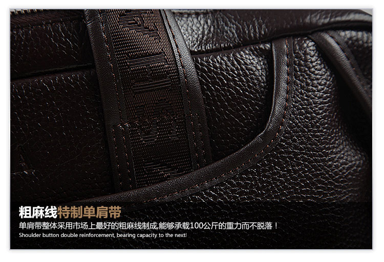 Male 100% GENUINE LEATHER Cowhide Shoulder Leisure Men's Bag